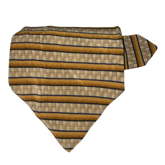Vtg Claiborne Necktie Brown Tan Geometric Stripe Silk USA 59 x 4 Preppy Sporty - Picture 7 of 8